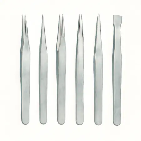 Water color illustrative image of a generic Stainless Steel Tweezers Set, 6 Pc.