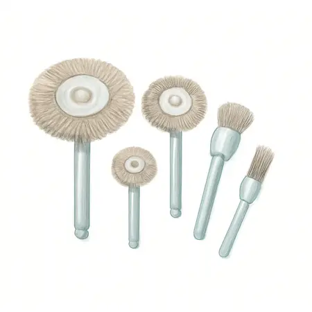 Water color illustrative image of a generic Stainless steel Rotary Wheel and Brush Set 5 Pc.