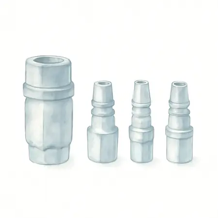 Water color illustrative image of a generic Steel Industrial Quick Coupler Set, 5 Piece
