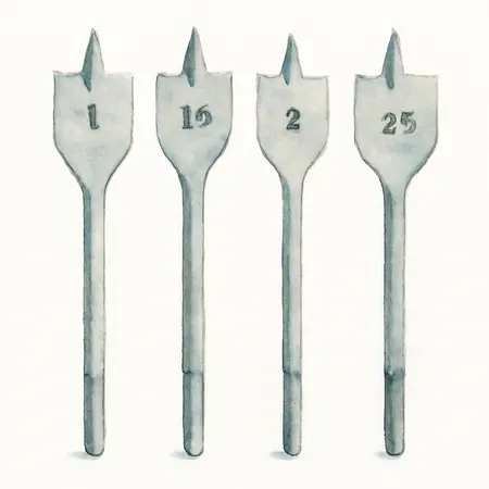 Water color illustrative image of a generic Steel Large Diameter Spade Bit Set, 4 Pc.