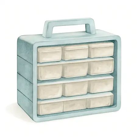 Water color illustrative image of a generic Storage System Modular Organizer