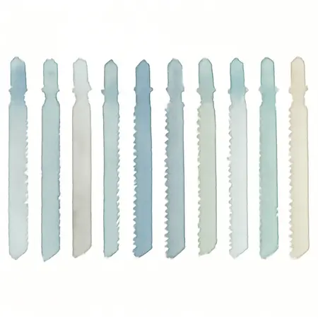 Water color illustrative image of a generic T-shank General Purpose Jig Saw Blade Set, 15 Piece
