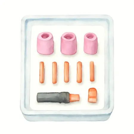 Water color illustrative image of a generic TIG Parts Kit