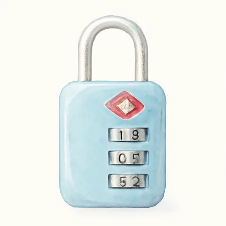 Water color illustrative image of a generic TSA Security Combination Travel Padlock