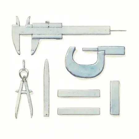 Water color illustrative image of a generic Technical Measuring Set, 6 Piece