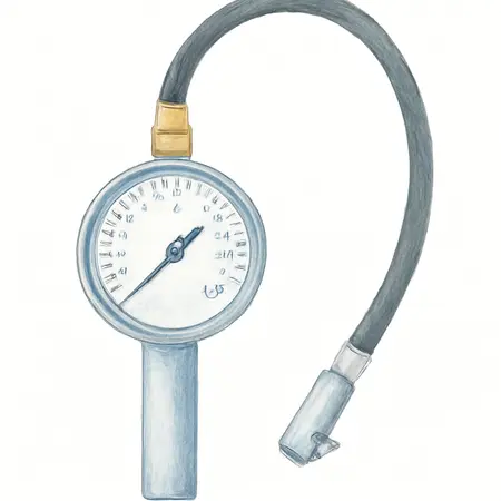 Water color illustrative image of a generic PITTSBURGH Tire Gauge with Flex Hose