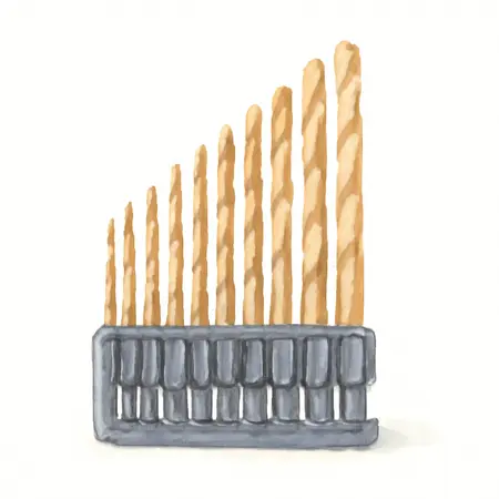 Water color illustrative image of a generic Titanium Hex Shank Drill Bit Set, 13 Piece