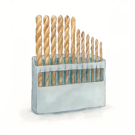 Water color illustrative image of a generic Titanium High-Speed Steel Numbered Drill Bit Set, 60-Piece