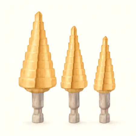 Water color illustrative image of a generic Titanium Step Drill Bit Set, 3 Piece