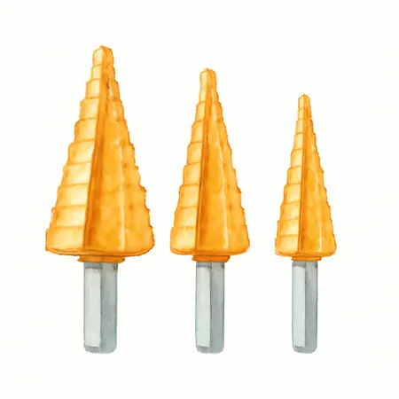 Water color illustrative image of a generic WARRIOR Titanium High Speed Steel Stepless Drill Bit Set, 3 Piece