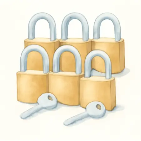 Water color illustrative image of a generic Toolbox Lock Set, 6 Pack