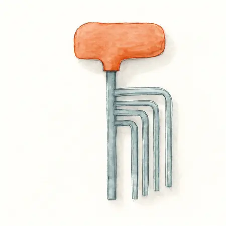 Water color illustrative image of a generic TORX Offset T-Handle Hex Key Set, 6 Piece