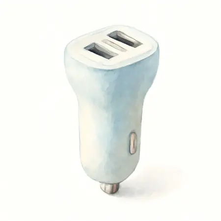 Water color illustrative image of a generic Two Port USB Car Charger