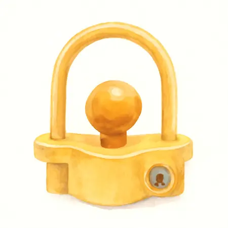 Water color illustrative image of a generic Universal Trailer Coupler Lock