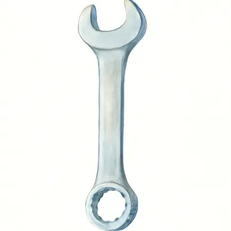 Water color illustrative image of a generic V-Groove Metric Combination Wrench Set, 14 Piece