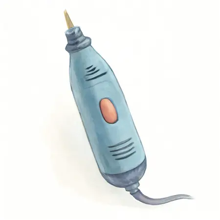 Water color illustrative image of a generic 1.3 Amp Variable Speed Rotary Tool Kit, 31 Piece