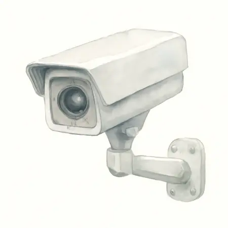 Water color illustrative image of a generic Weatherproof Color Security Camera with Night Vision