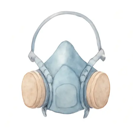 Water color illustrative image of a generic Welding, Silica, Concrete Dust & Mold Respirator - Medium