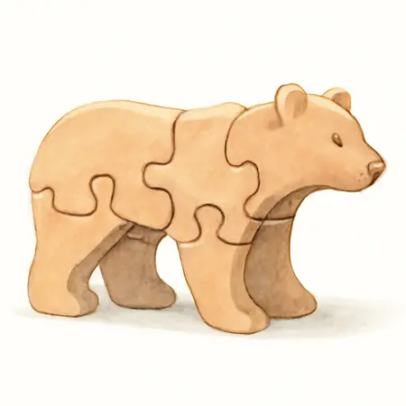 Water color illustrative image of a generic Wild Animal Wood Puzzle