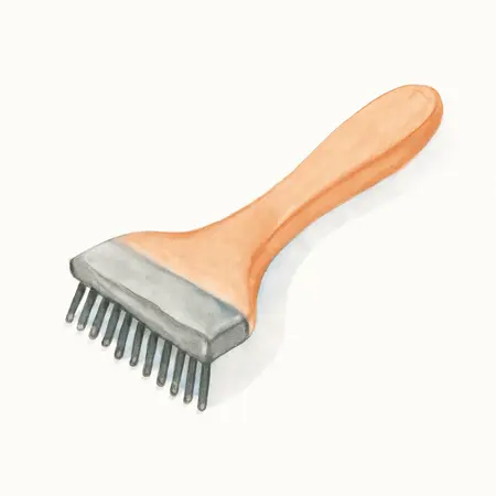 Water color illustrative image of a generic Wire Brush with Scraper