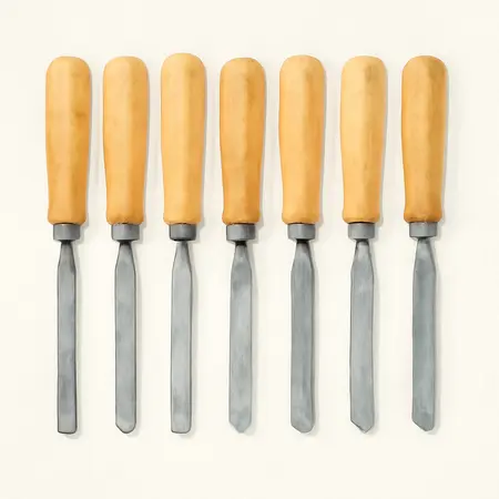 Water color illustrative image of a generic Wood Lathe Chisel Set, 8-Piece