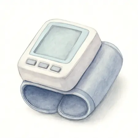 Water color illustrative image of a generic Wrist Cuff Blood Pressure Monitor