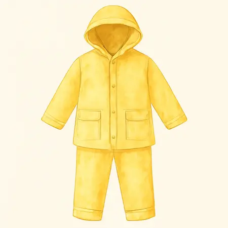 Water color illustrative image of a generic Yellow Rain Suit, Large, 2 Pc.