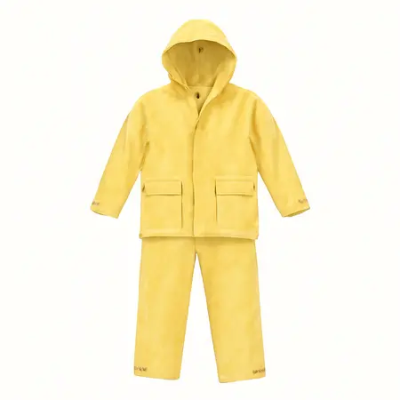 Water color illustrative image of a generic Yellow Rain Suit, Medium, 2 Pc.