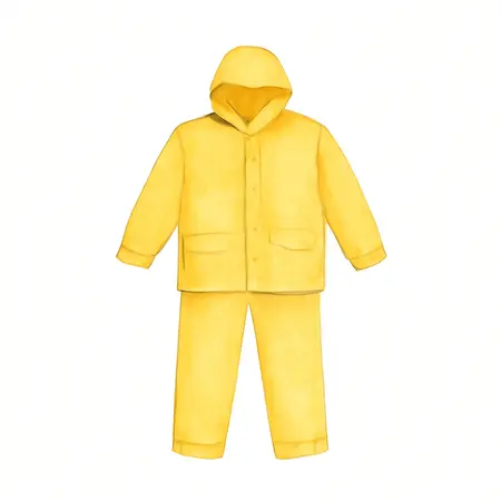 Water color illustrative image of a generic Yellow Rain Suit, XX-Large, 2 Pc.