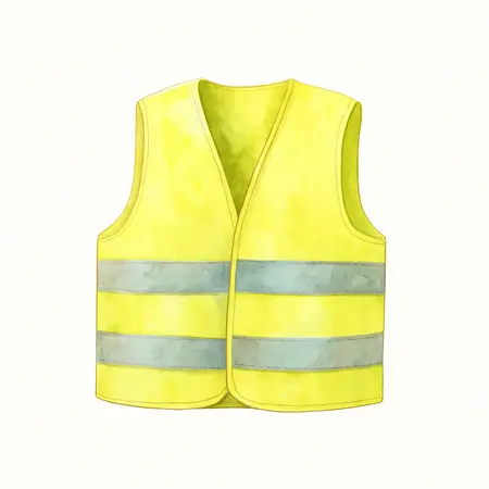 Water color illustrative image of a generic Yellow Reflective Safety Vest, Large