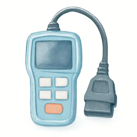 Water color illustrative image of a generic ZR11s OBD2 Code Reader with ABS