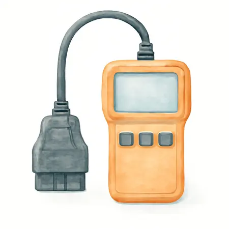Water color illustrative image of a generic ZR4s OBD2 Code Reader