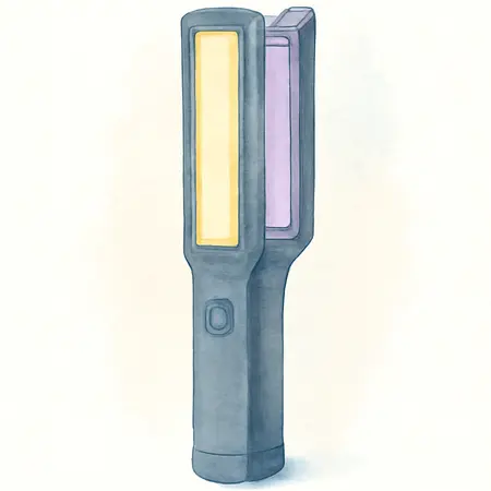 Water color illustrative image of a generic 1000 Lumen Dual-Sided Rechargeable Slim Bar Light with UV Inspection