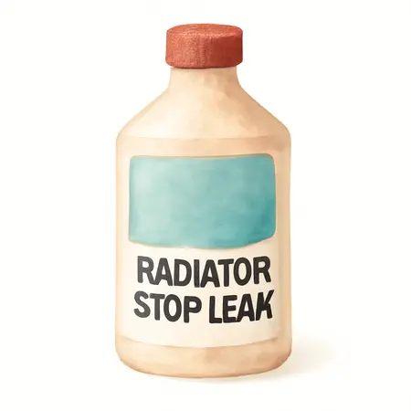 Water color illustrative image of a generic 12 oz. Radiator Stop Leak