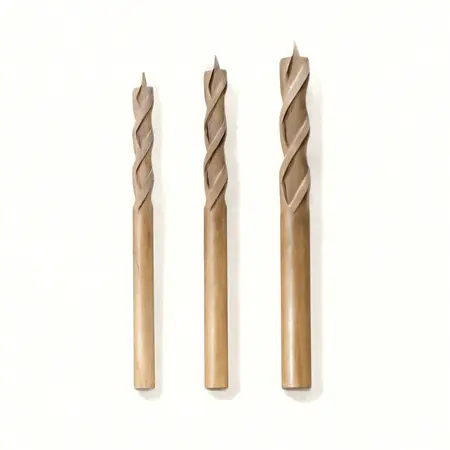 Water color illustrative image of a generic 1/4 in., 7/16 in., 5/8 in. x 25 in. Long Wood Drill Bit Set, 3-Piece