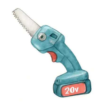 Water color illustrative image of a generic 20V Brushless Cordless, 5 in. Pruning Saw – Tool Only