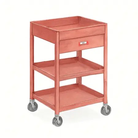 Water color illustrative image of a generic 30 in., 1-Drawer Service Cart, Red