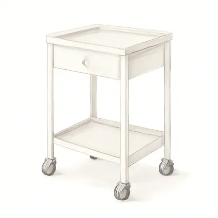 Water color illustrative image of a generic 30 in., 1-Drawer Service Cart, White