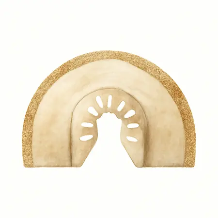 Water color illustrative image of a generic 3-5/8 in. Carbide Grit Half-Moon Blade for Oscillating Multi-Tools