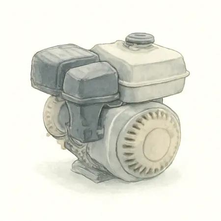 Water color illustrative image of a generic 5.5 HP (173cc) OHV Vertical-Shaft Gas Engine, EPA, CARB 2023