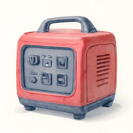 Water color illustrative image of a generic 9500 Watt SUPER QUIET Inverter Generator with CO SECURE Technology