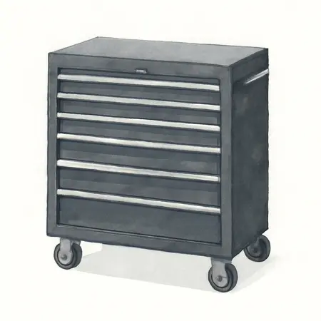 Water color illustrative image of a generic U.S. GENERAL 72 in. x 22 in. Triple-Bank Roll Cab, Series 3, Black