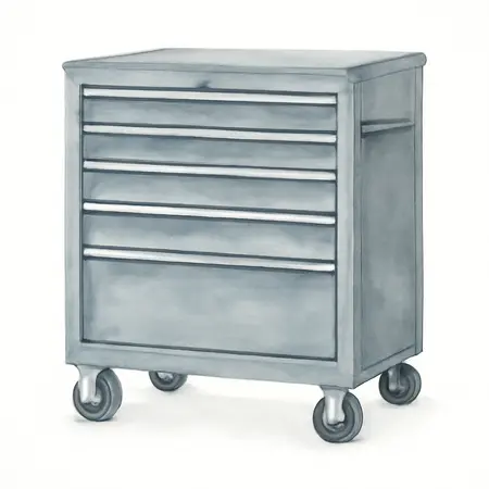 Water color illustrative image of a generic U.S. GENERAL 72 in. x 22 in. Triple-Bank Roll Cab, Series 3, Gray