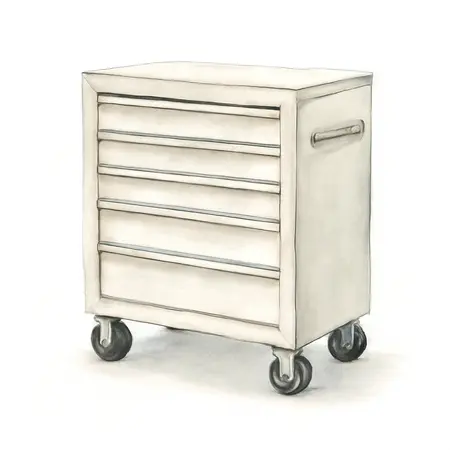 Water color illustrative image of a generic U.S. GENERAL 72 in. x 22 in. Triple-Bank Roll Cab, Series 3, White