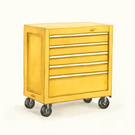 Water color illustrative image of a generic U.S. GENERAL 72 in. x 22 in. Triple-Bank Roll Cab, Series 3, Yellow