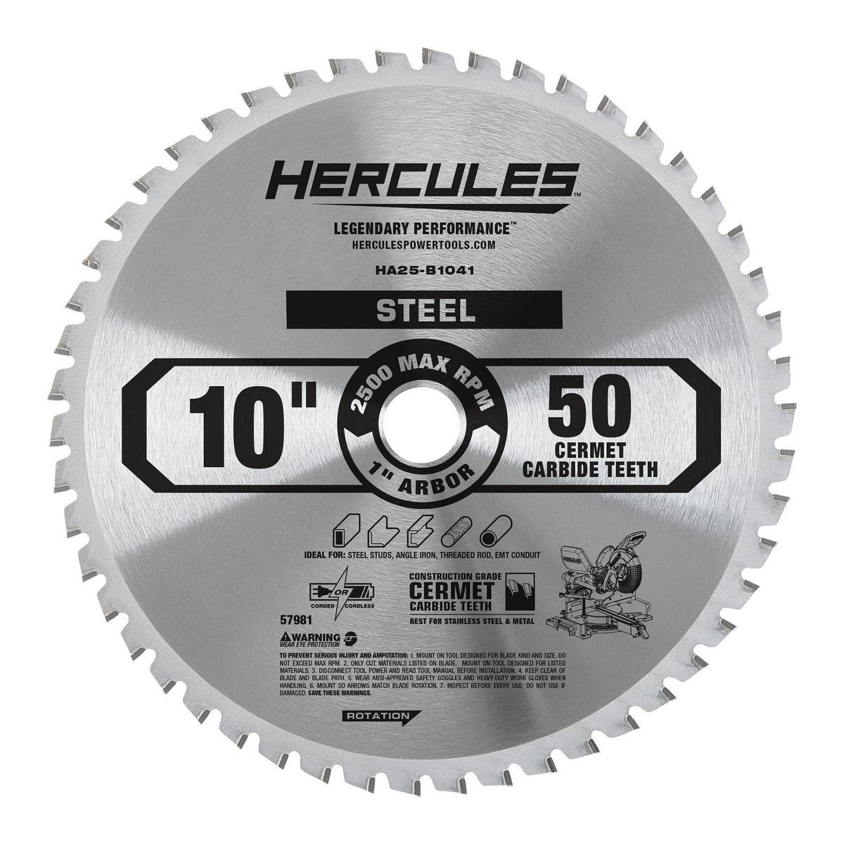 10 in., 50T Steel Cutting Circular Saw Blade