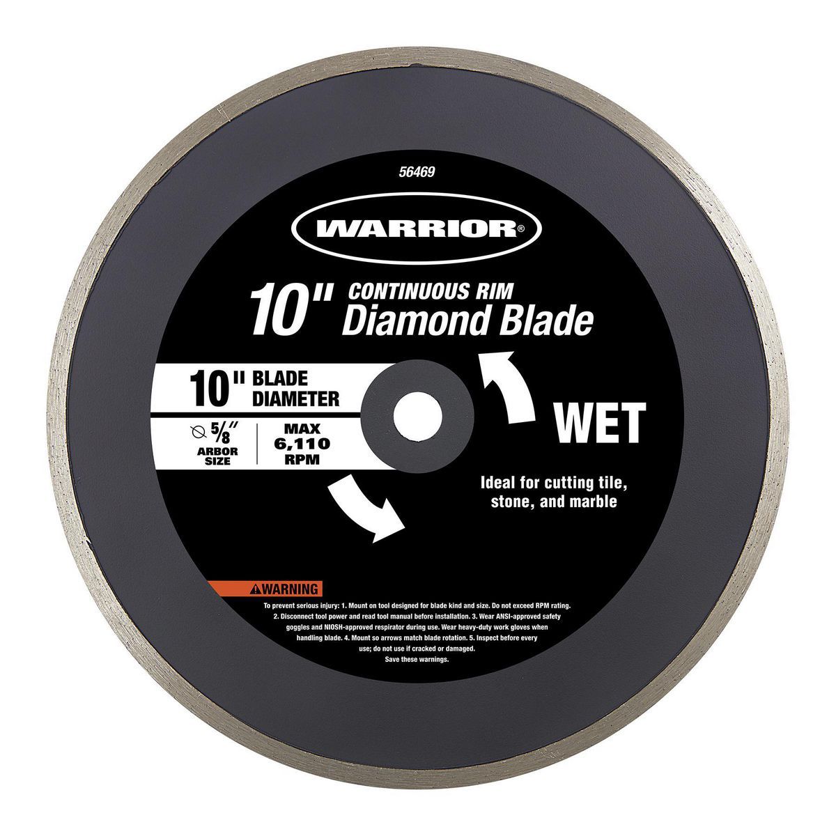 10 in. Continuous Rim Wet Cut Tile Saw and Masonry Diamond Blade