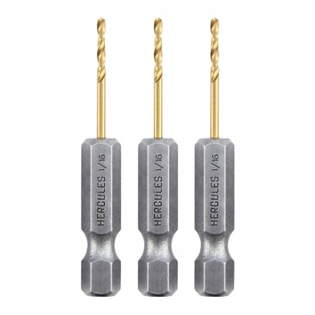 1/16 in. Impact Rated Hex Shank Titanium Drill Bit Set, 3 Piece