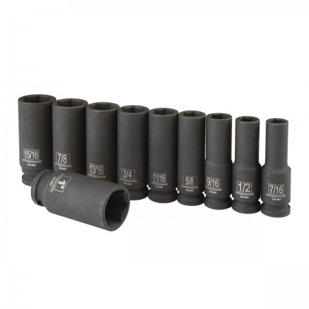 1/2 in. Drive SAE Impact Deep Socket Set, 10 Pc.