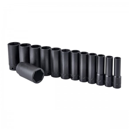 1/2 in.  Drive SAE Professional Deep Impact Socket Set, 13 Pc.